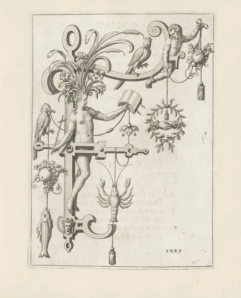 Letter F With The Divine Virtue Fides Faith Wall Art by Johann Theodor de Bry - High-Resolution Digital Print