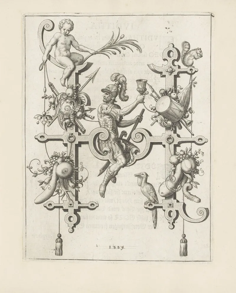 Letter H With Holofernes Wall Art by Johann Theodor de Bry - High-Resolution Digital Print