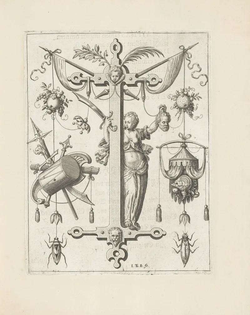 Letter I With Judith And The Head Of Holofernes Wall Art by Johann Theodor de Bry - High-Resolution Digital Print