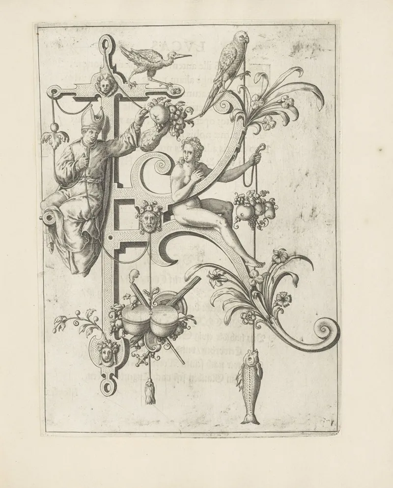 Letter K With Caiaphas Wall Art by Johann Theodor de Bry - High-Resolution Digital Print