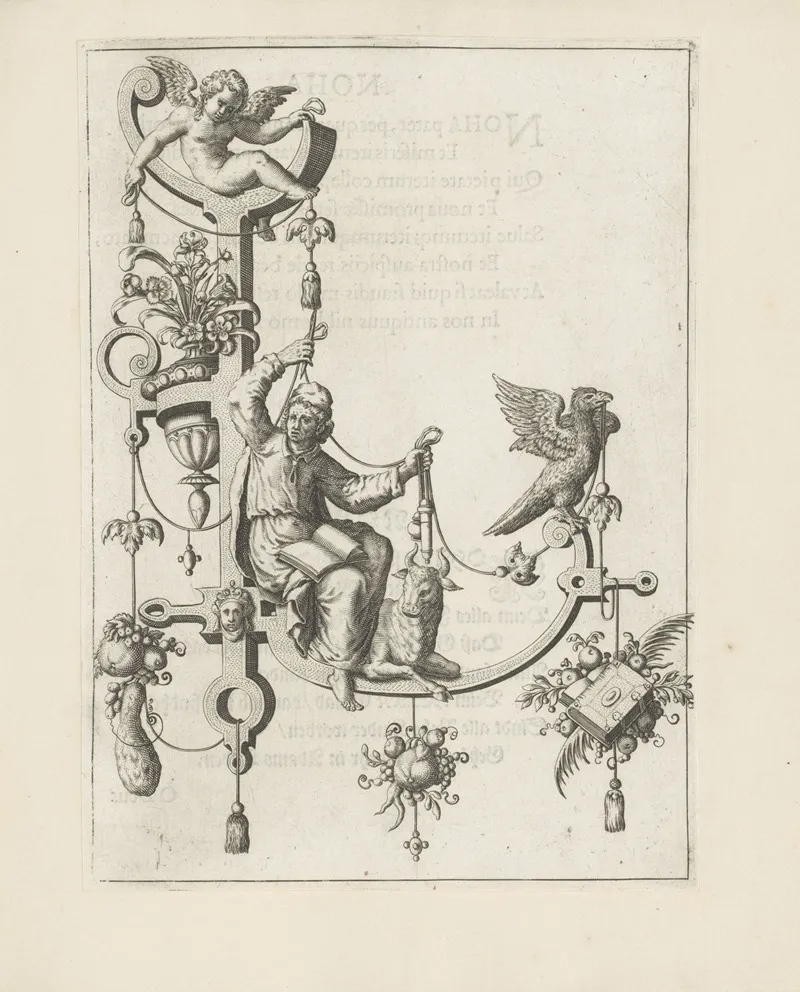 Letter L With The Evangelist Luke Wall Art by Johann Theodor de Bry - High-Resolution Digital Print