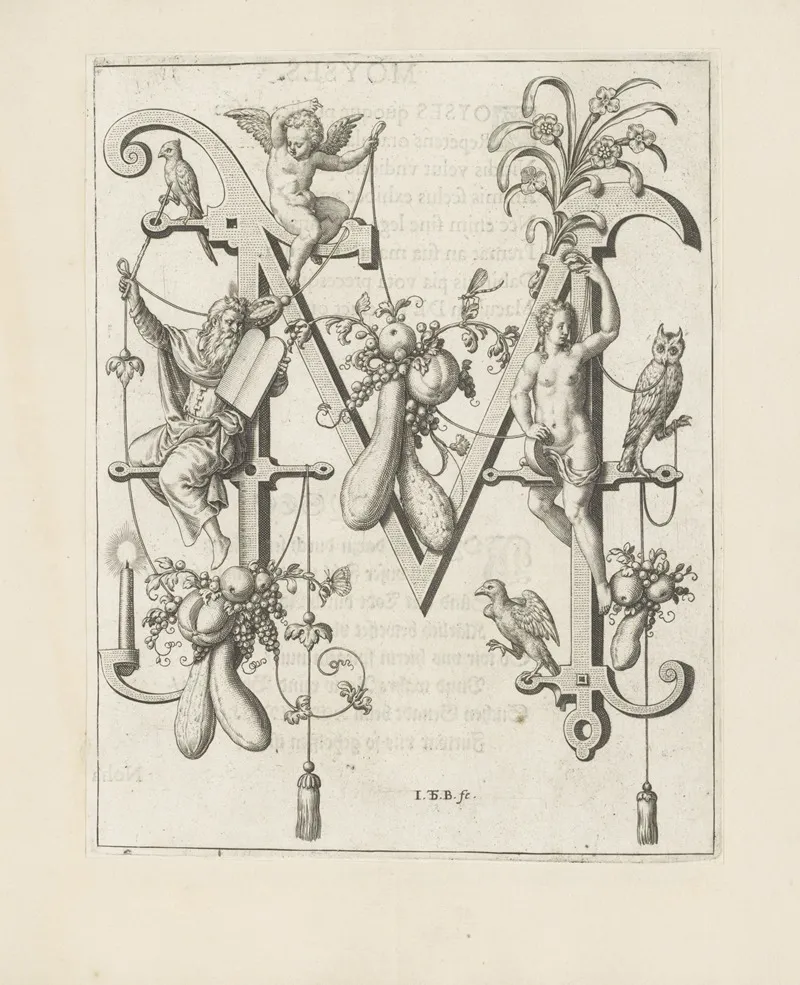 Letter M With Moses Wall Art by Johann Theodor de Bry - High-Resolution Digital Print
