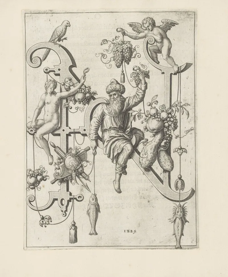 Letter N With Noah Wall Art by Johann Theodor de Bry - High-Resolution Digital Print