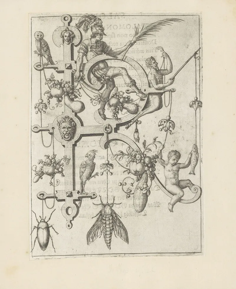 Letter R With King Rehoboam Wall Art by Johann Theodor de Bry - High-Resolution Digital Print