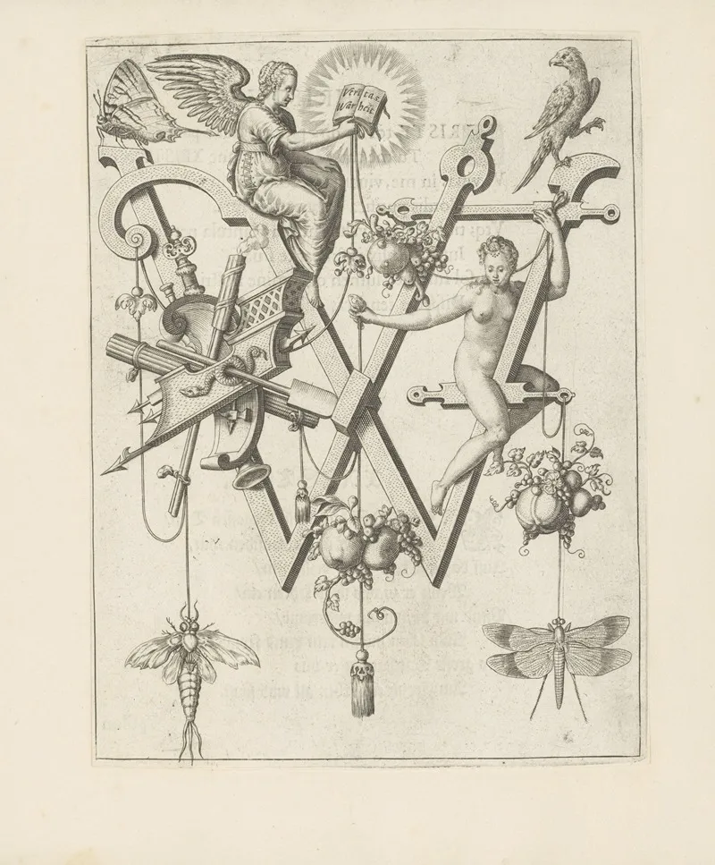 Letter W With The Personification Of Truth Wall Art by Johann Theodor de Bry - High-Resolution Digital Print