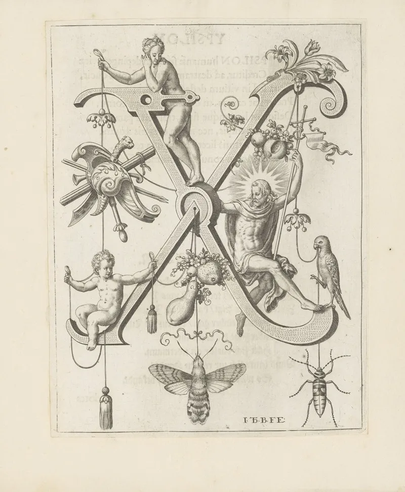 Letter X With Christ Wall Art by Johann Theodor de Bry - High-Resolution Digital Print