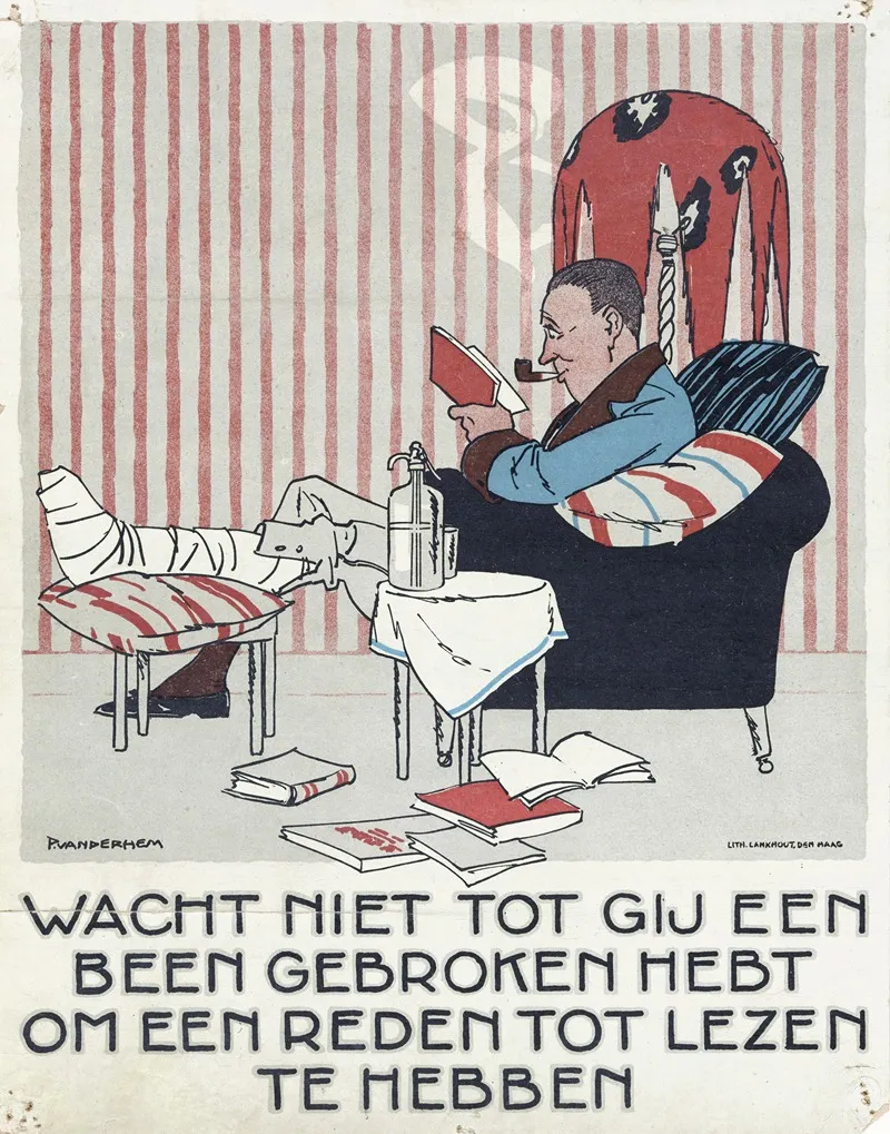 Lezende Man Met Gebroken Been In Een Leunstoel Wall Art by Piet van der Hem - High-Resolution Digital Print