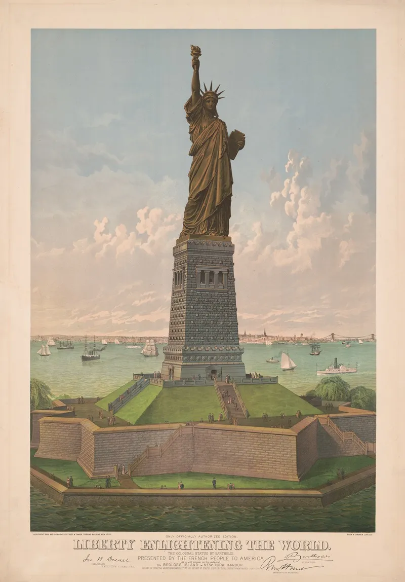 Liberty Enlightening The World The Colossal Statue By Bartholdi Presented By The French People To America Wall Art by Buek &amp; Lindner - High-Resolution Digital Print