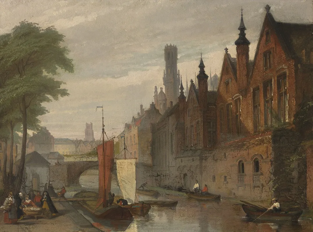 Liberty Of Bruges Seen From The Steenhouwersdijk Wall Art by Edouard Auguste Wallays - High-Resolution Digital Print
