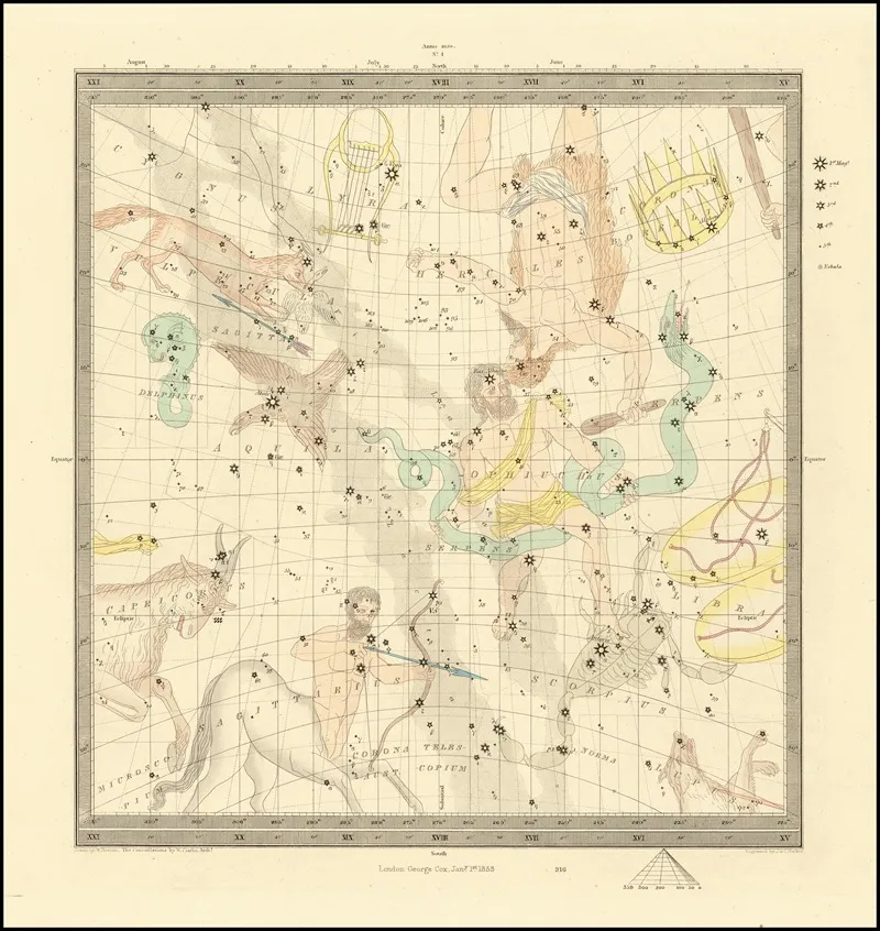Libra Sagitarius Capricorn Ophiccus Scorpius Aquila Hercules Serpens Dephinus Wall Art by William Barnard Clarke - High-Resolution Digital Print