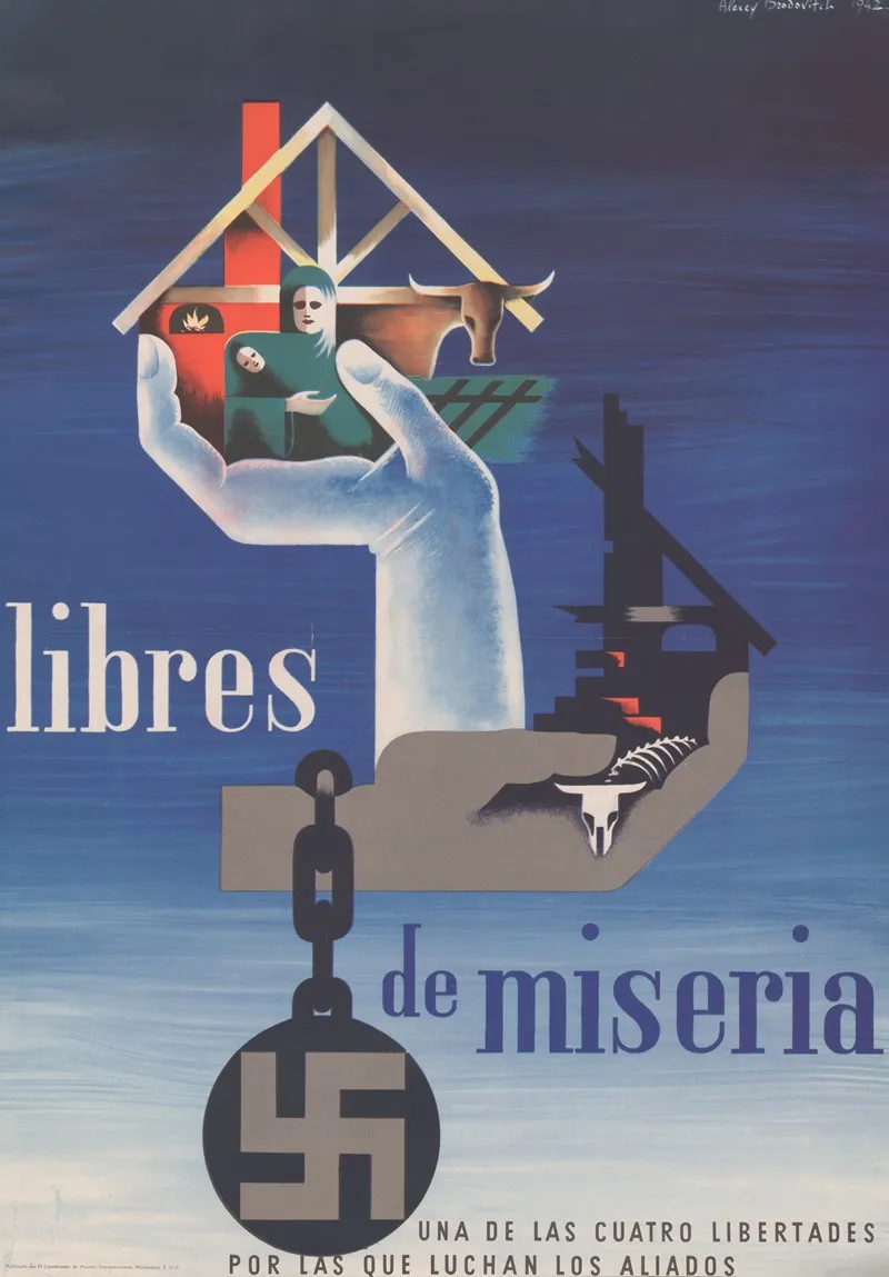 Libres De Miseria Una De Las Cuatro Libertades Por Las Que Luchan Los Aliados Wall Art by Alexey Brodovitch - High-Resolution Digital Print