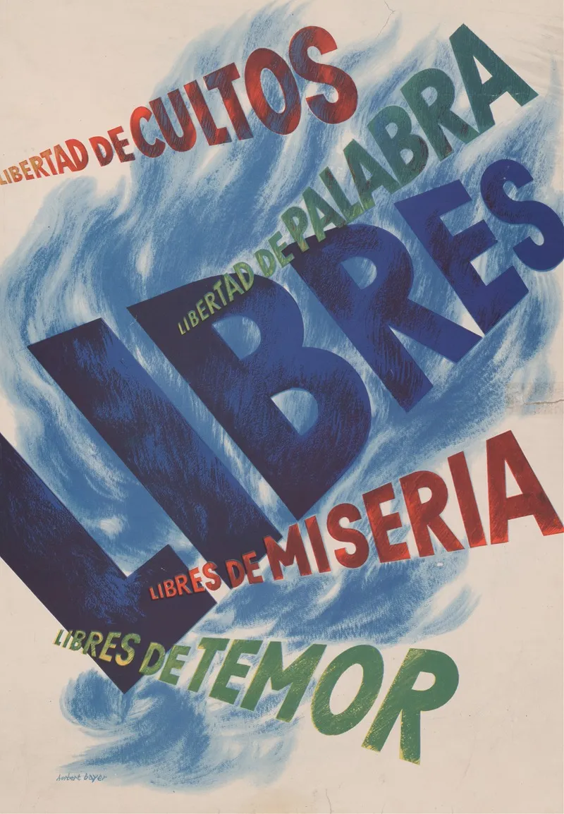 Libres Libertad De Cultos Libertad De Palabra Wall Art by Herbert Bayer - High-Resolution Digital Print