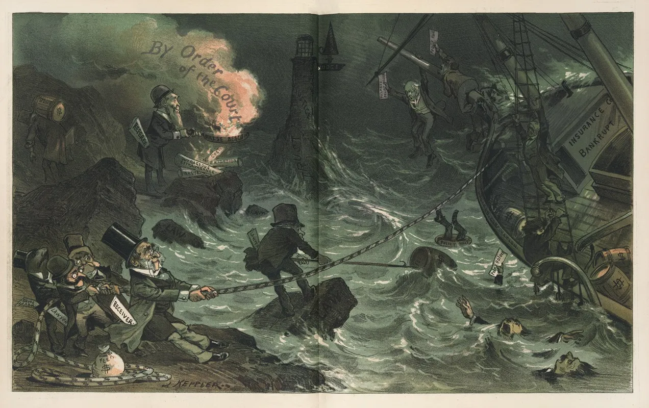 Licensed Wreckers In The Hands Of The Receivers Wall Art by Joseph Ferdinand Keppler - High-Resolution Digital Print