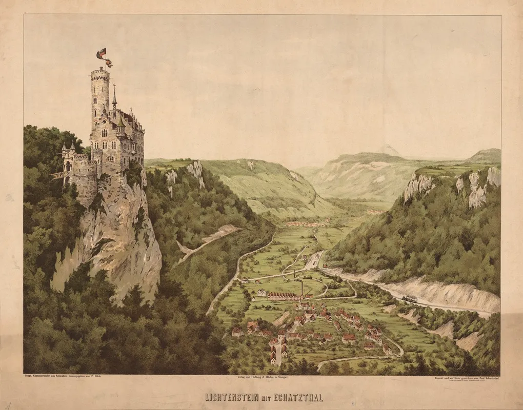 Lichtenstein Castle With Echaz Valley Wall Art by Paul Schmalzried - High-Resolution Digital Print