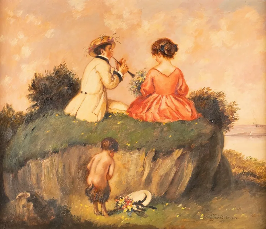 Liebespaar Und Frecher Faunus Wall Art by Carl Plückebaum - High-Resolution Digital Print