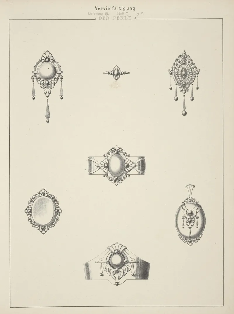 Lieferung Iii Blatt 7 Fg C Seven Designs For Jewelry With Pearls