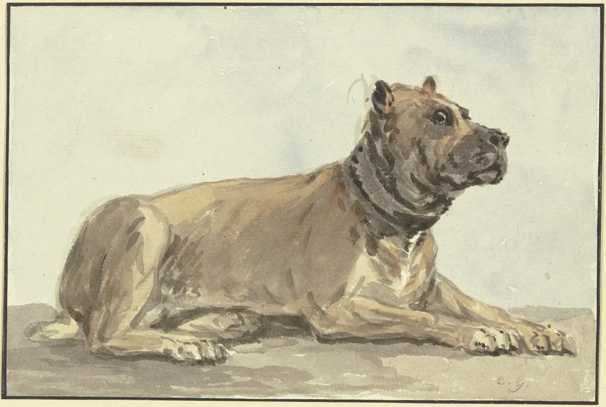 Liegende Dogge Den Kopf Erhoben Wall Art by Conrad Gessner - High-Resolution Digital Print