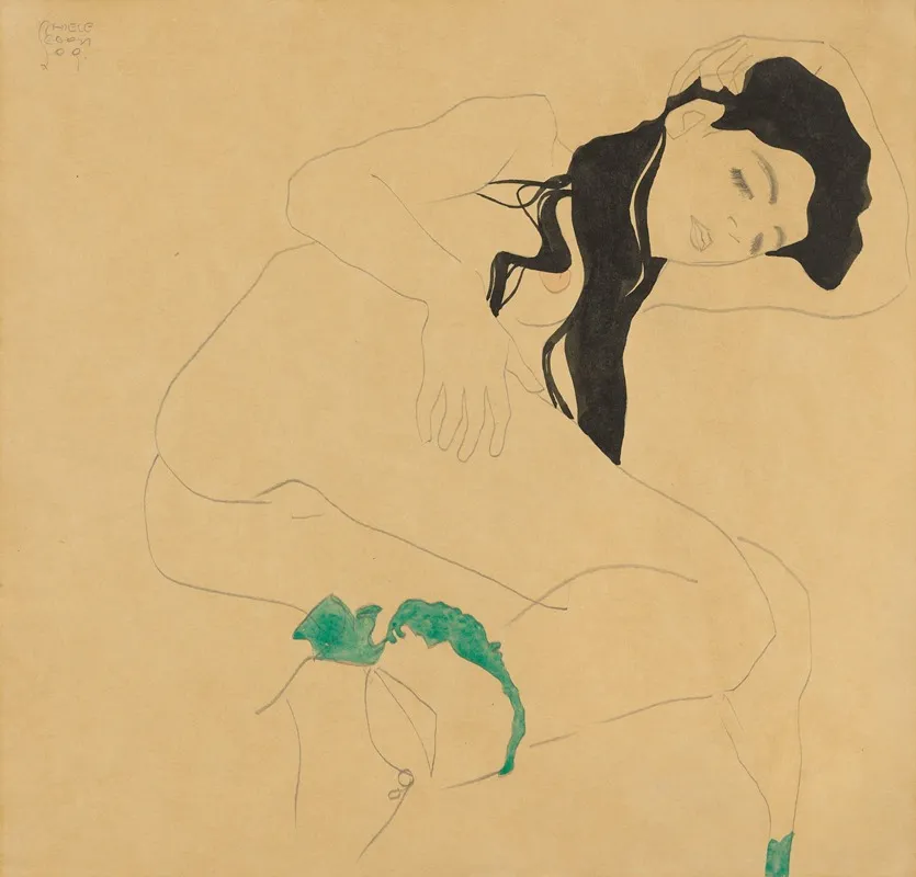 Liegender Madchenakt Wall Art by Egon Schiele - High-Resolution Digital Print