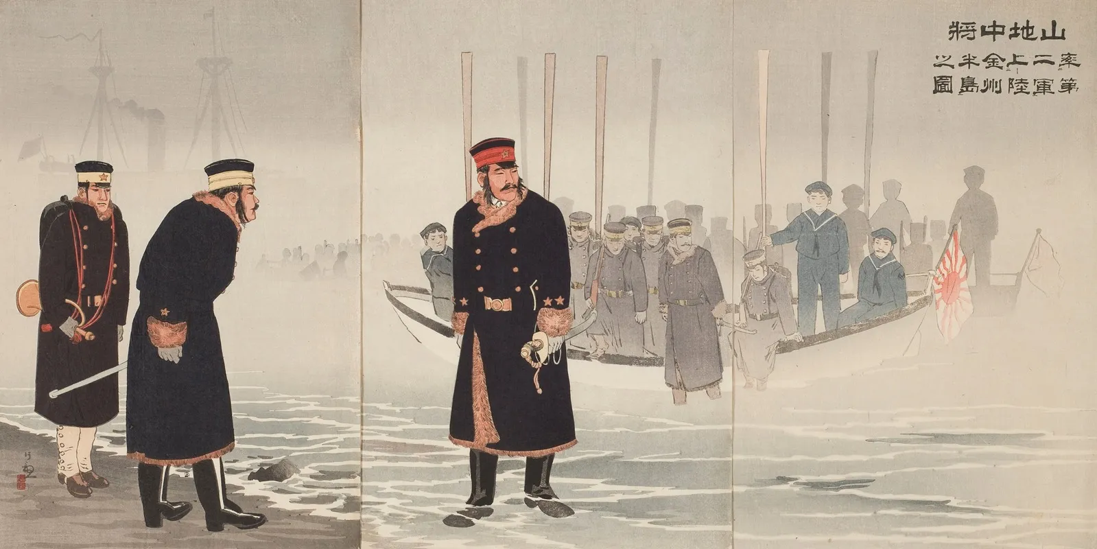 Lieutenant General Yamaji Leading The Japanese Second Army During Its Landing On The Jinzhou Peninsula Wall Art by Kobayashi Kiyochika - High-Resolution Digital Print