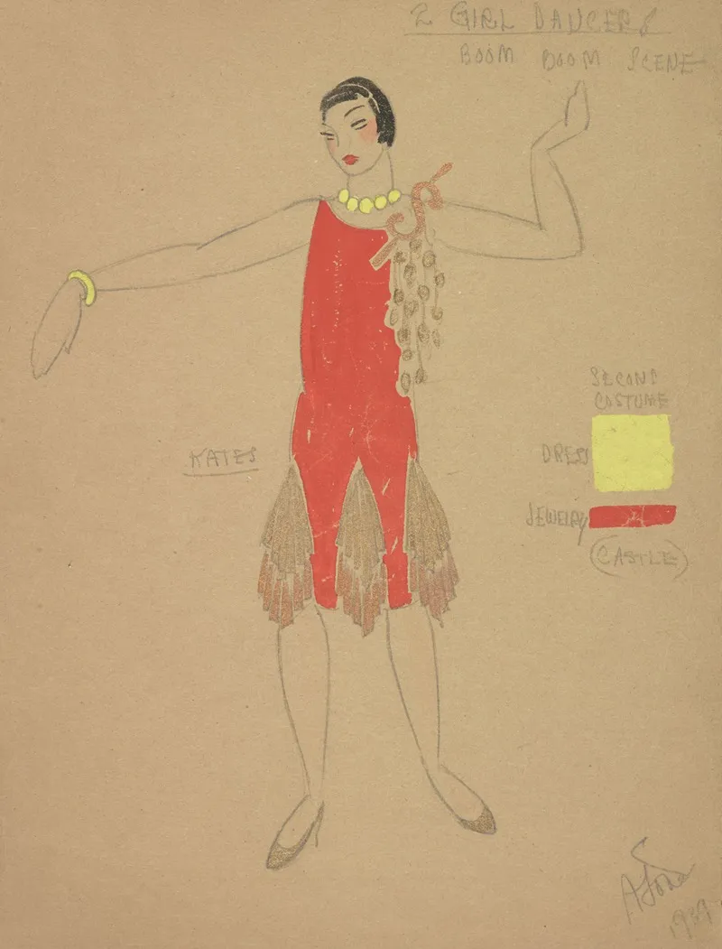 Life And Death Of An American 2 Girl Dancers Red Flapper Dress Wall Art by Alex Jones - High-Resolution Digital Print