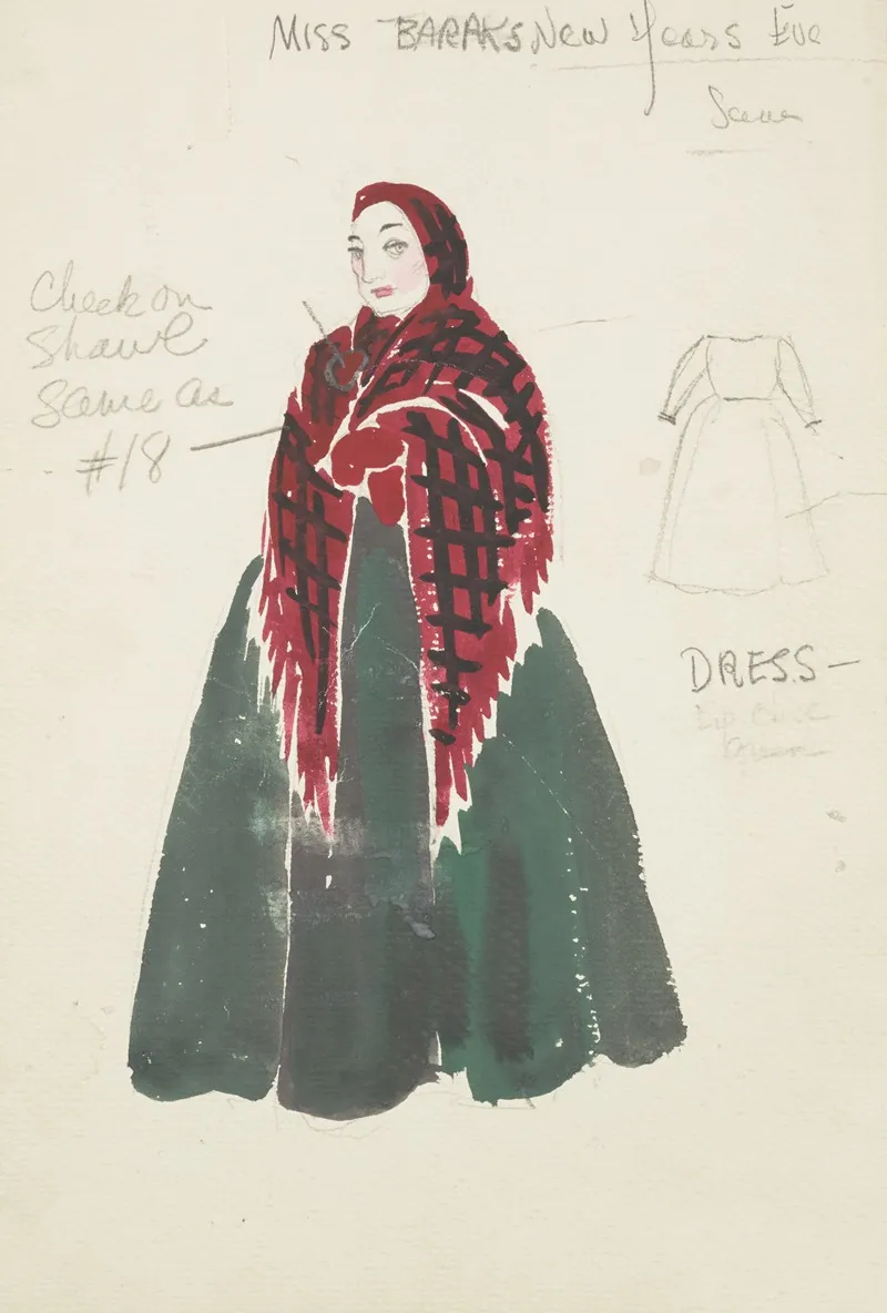 Life And Death Of An American Miss Baraks Green Dress Red And Black Shawl Wall Art by Alex Jones - High-Resolution Digital Print
