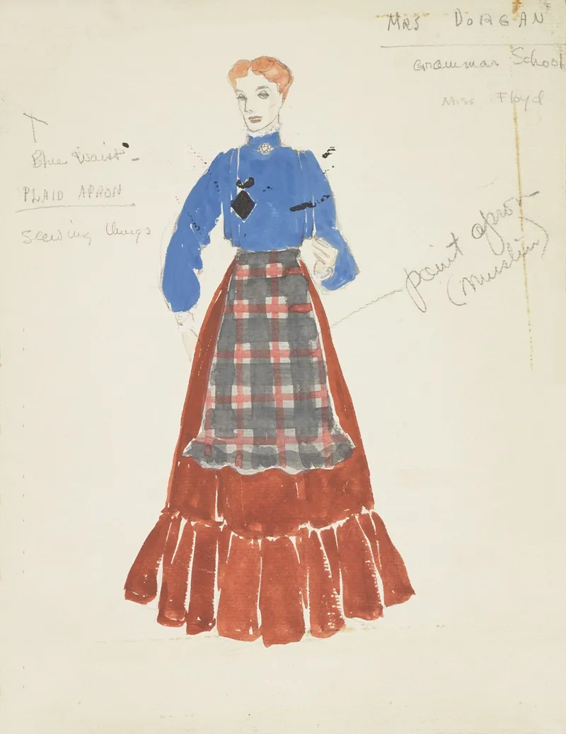 Life And Death Of An American Mrs Dorgan Grammar School Blue Blouse Brown Skirt Plaid Apron Wall Art by Alex Jones - High-Resolution Digital Print