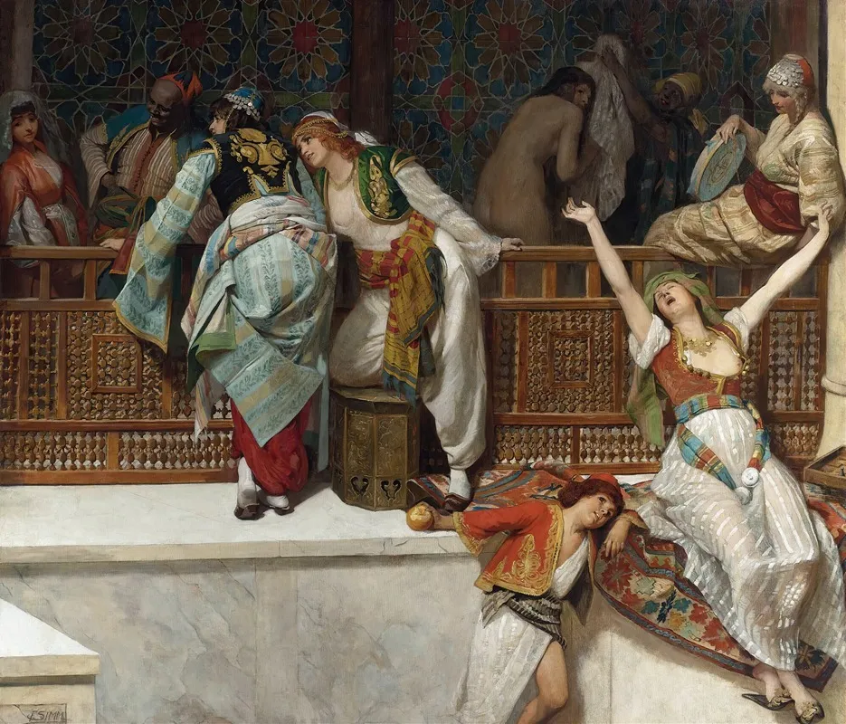 Life In The Harem Wall Art by Franz Xaver Simm - High-Resolution Digital Print