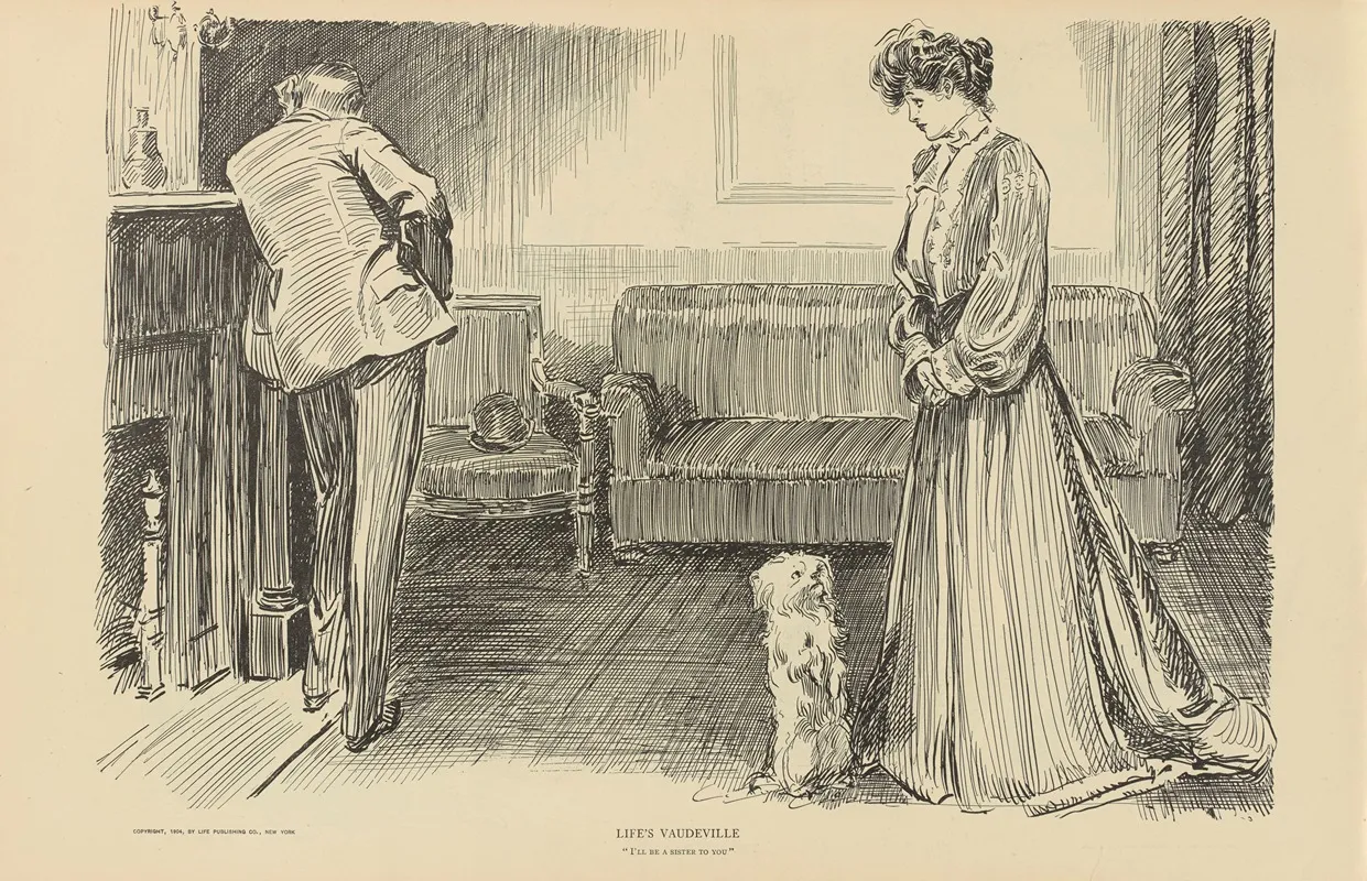 Lifes Vaudeville Ill Be A Sister To You Wall Art by Charles Dana Gibson - High-Resolution Digital Print