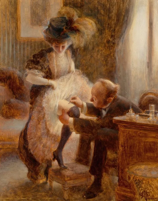 Lifting Her Petticoat Wall Art by Albert Guillaume - High-Resolution Digital Print