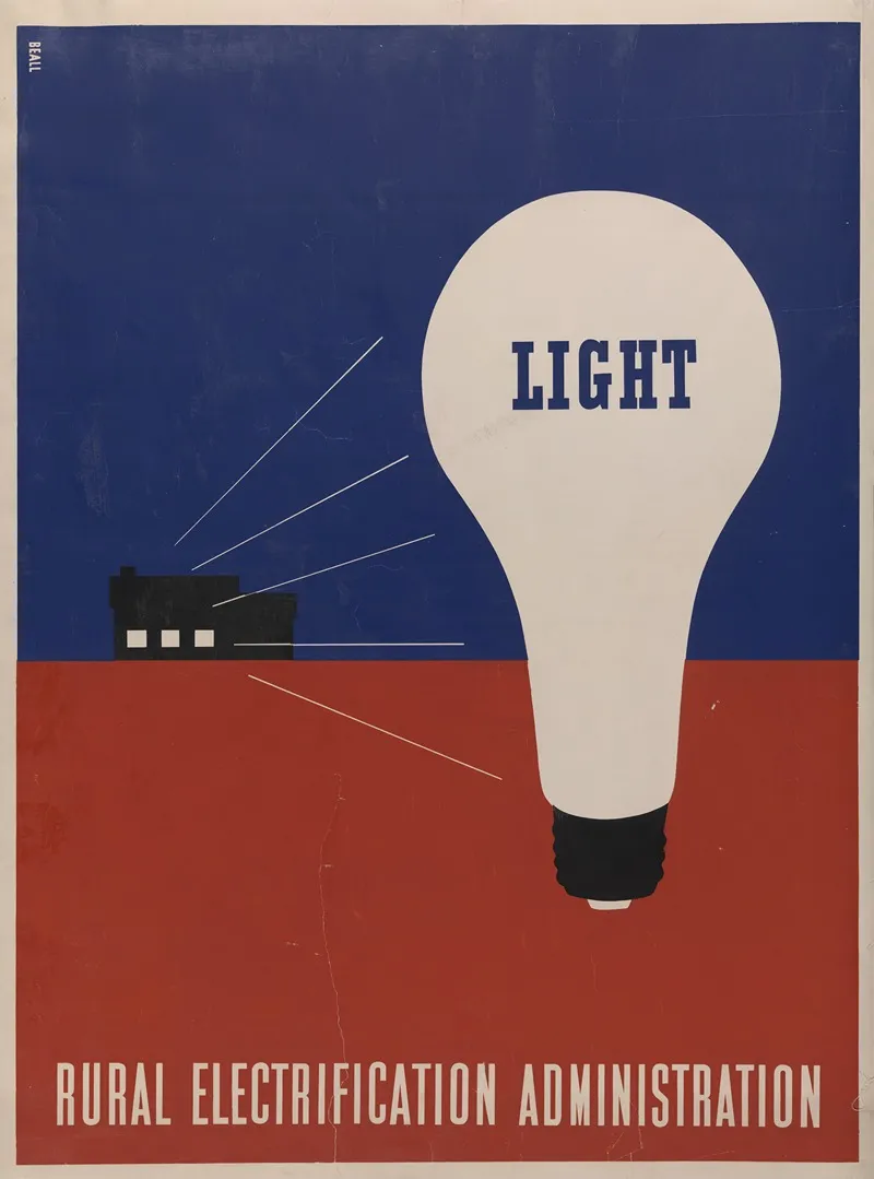Light Rural Electrification Administration Wall Art by Lester Beall - High-Resolution Digital Print
