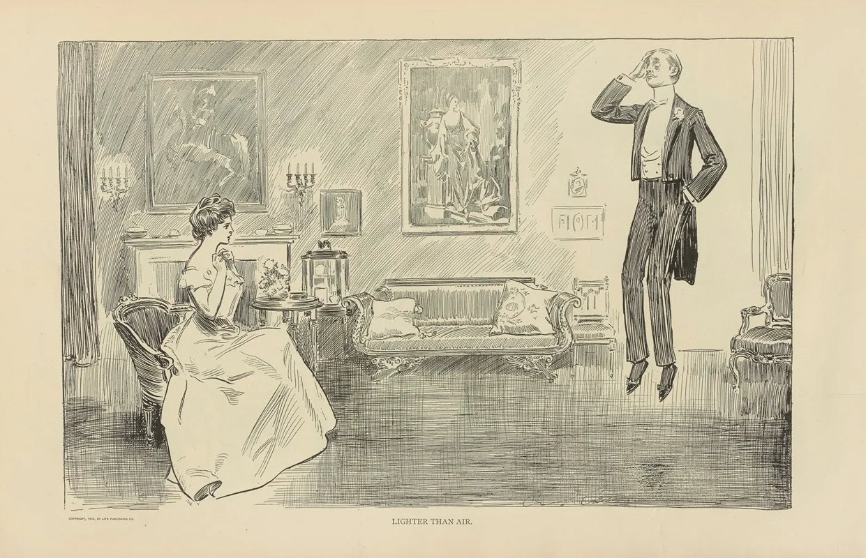 Lighter Than Air Wall Art by Charles Dana Gibson - High-Resolution Digital Print