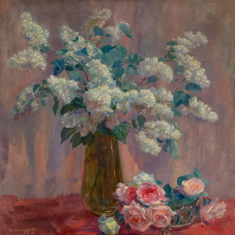 Lilac And Roses Wall Art by Flore Geleedts - High-Resolution Digital Print