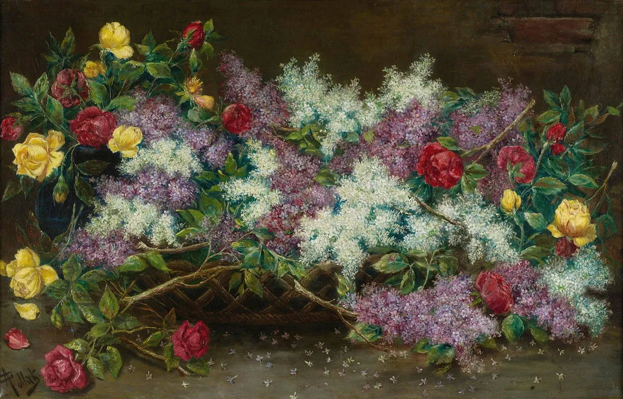 Lilacs And Roses Wall Art by August Pollak - High-Resolution Digital Print