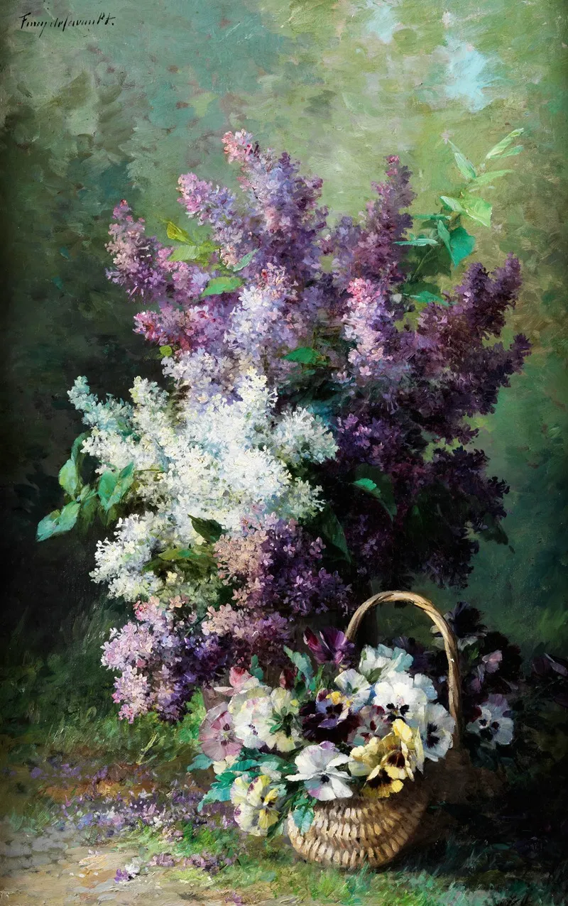 Lilas Et Pensees Wall Art by Albert Tibulle Furcy de Lavault - High-Resolution Digital Print