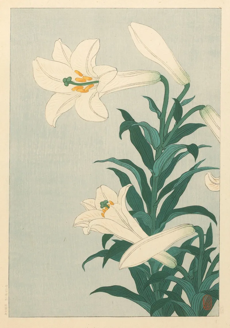 Lilies 3 Wall Art by Ohara Koson - High-Resolution Digital Print
