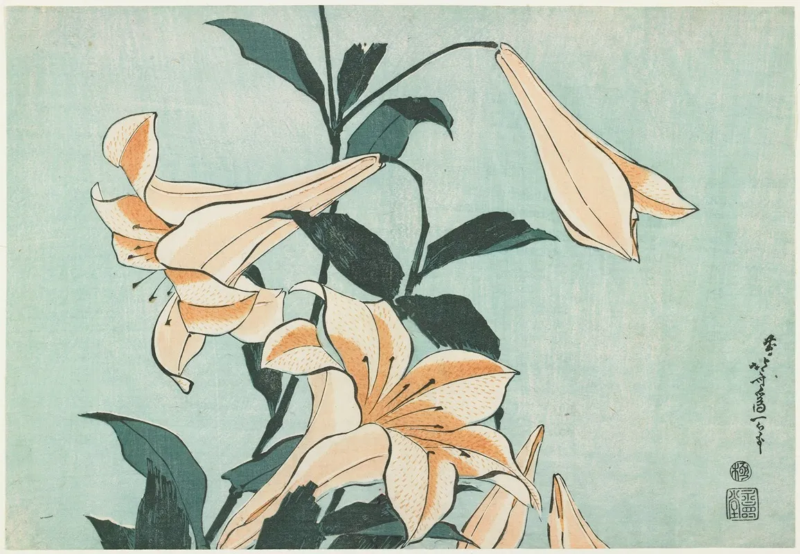 Lilies 7 Wall Art by Katsushika Hokusai - High-Resolution Digital Print