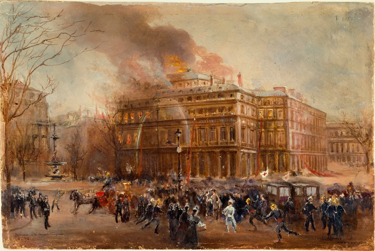 Lincendie De La Comedie Francaise Le 8 Mars 1900 Wall Art by Jean Baptiste Edmond Allouard - High-Resolution Digital Print
