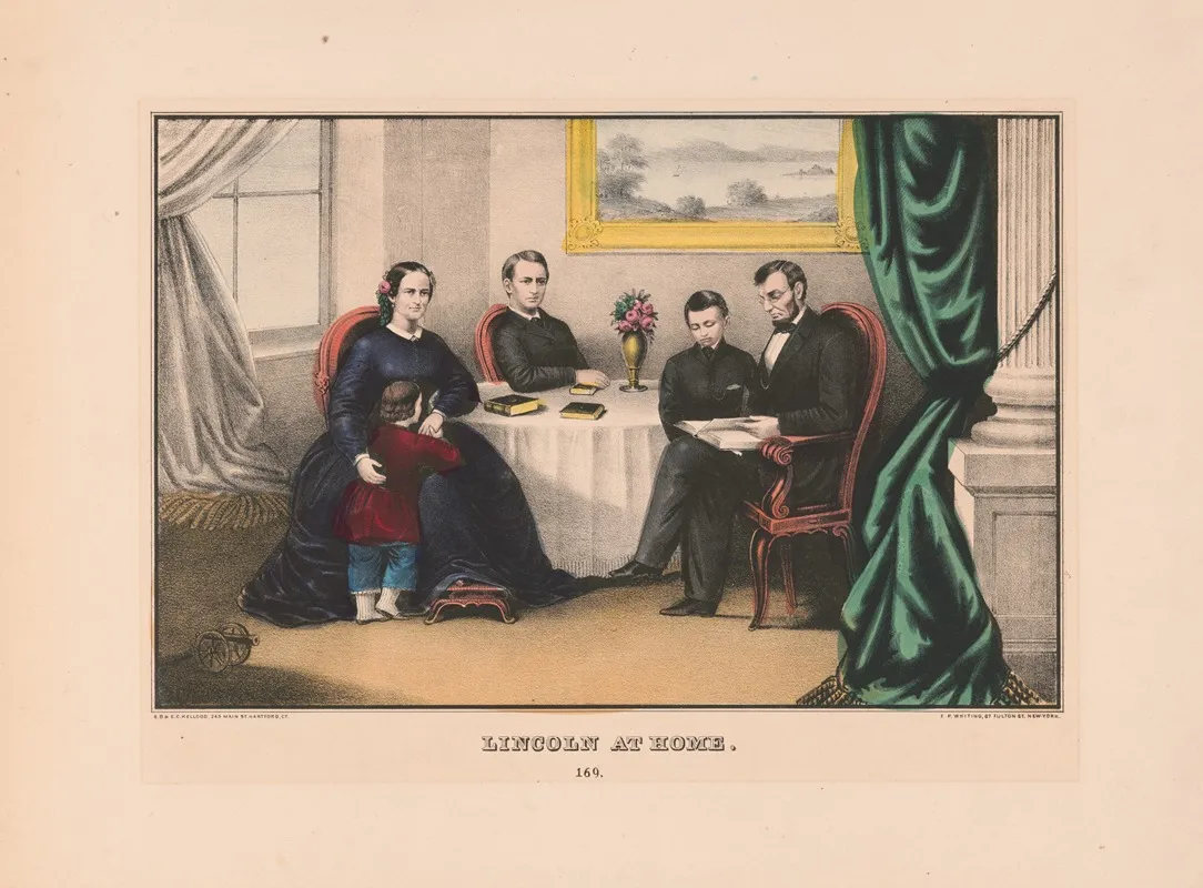 Lincoln At Home Wall Art by E.B. &amp; E.C. Kellogg - High-Resolution Digital Print