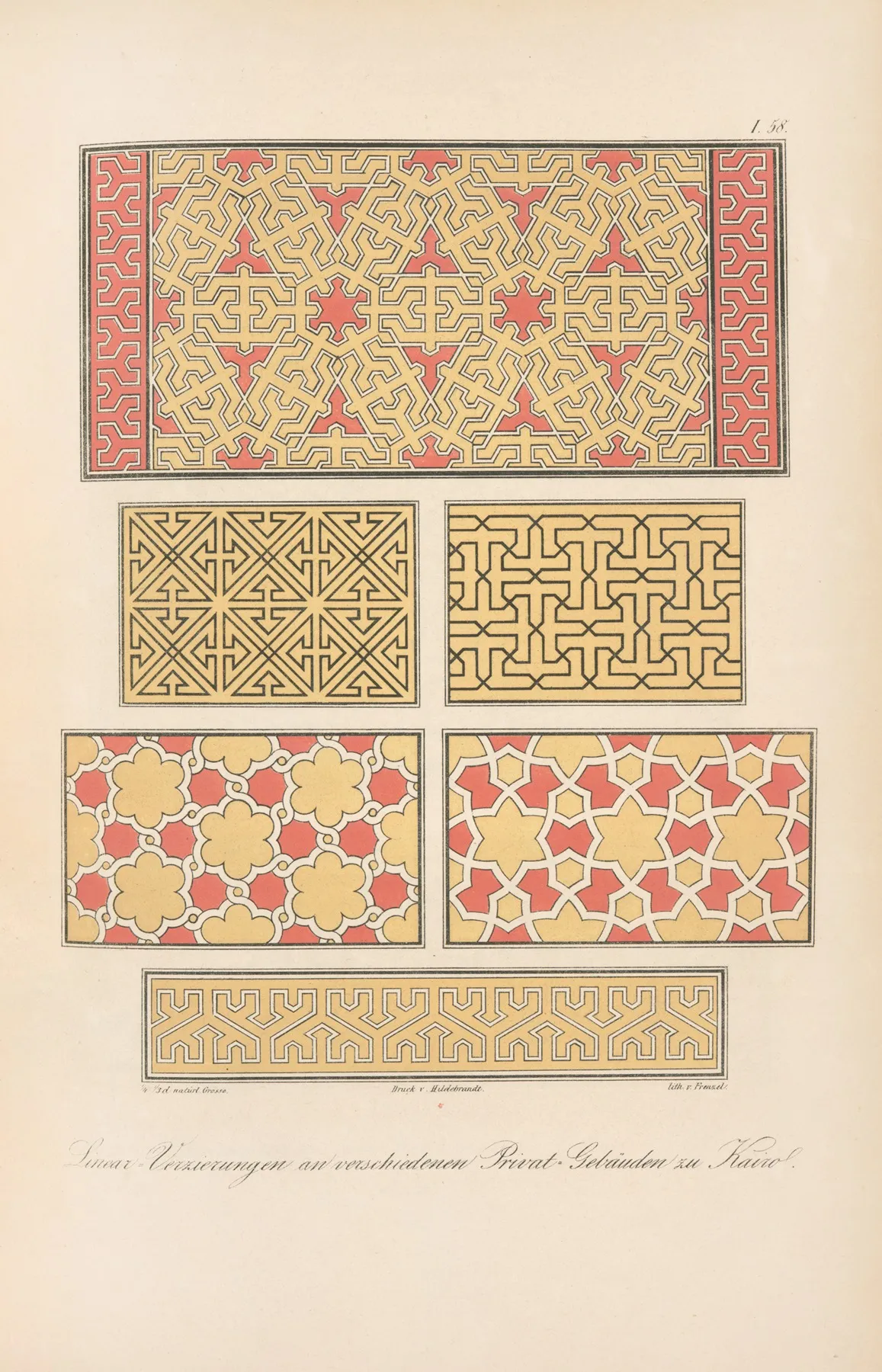 Linear Verzierungen An Verschiedenen Privatgebauden Zu Kairo Wall Art by Friedrich Maximilian Hessemer - High-Resolution Digital Print