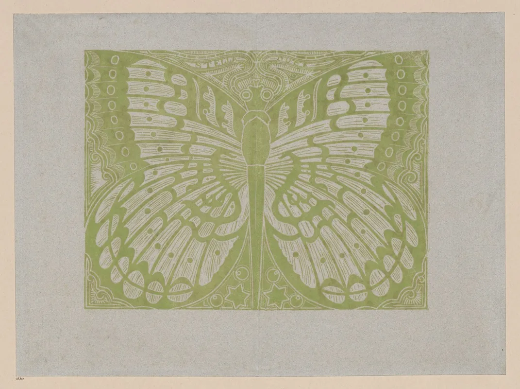 Linolschnitt Als Vorsatz Schmetterling Wall Art by Johannes Aarnout Loebèr - High-Resolution Digital Print