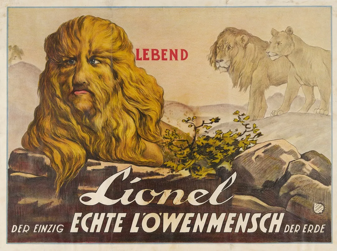 Lionel Der Einzig Echte Lowenmensch Der Erde Wall Art by Adolf Friedländer Lith. - High-Resolution Digital Print