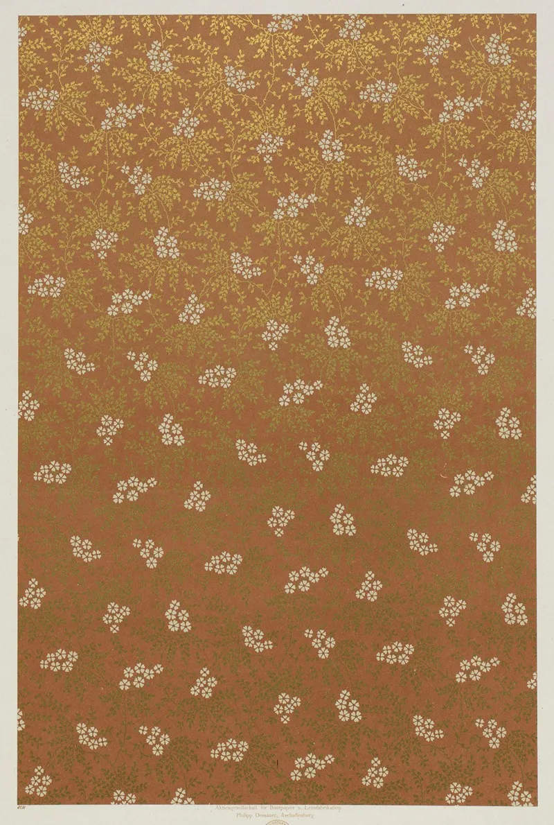 Lithografiertes Papier Mit Golddruck Florales Flachenmuster