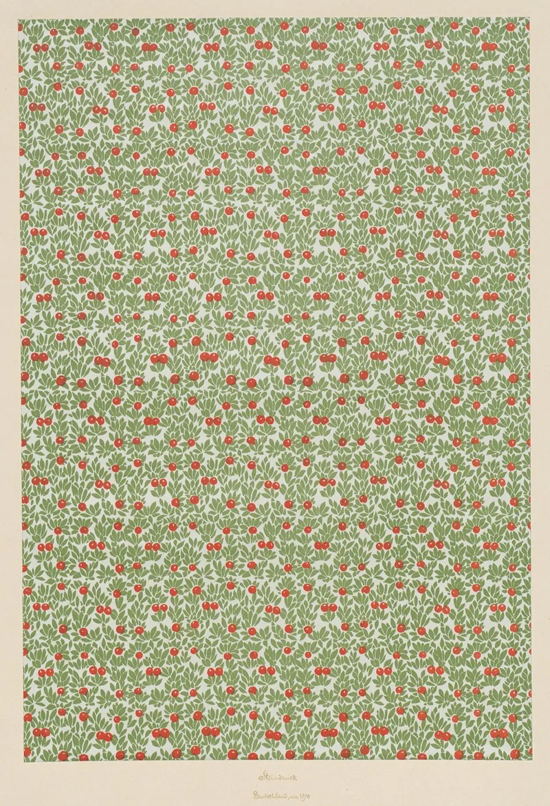 Lithografiertes Vorsatzpapier Florales Flachenmuster Wall Art by C. Busch-du Fallois - High-Resolution Digital Print