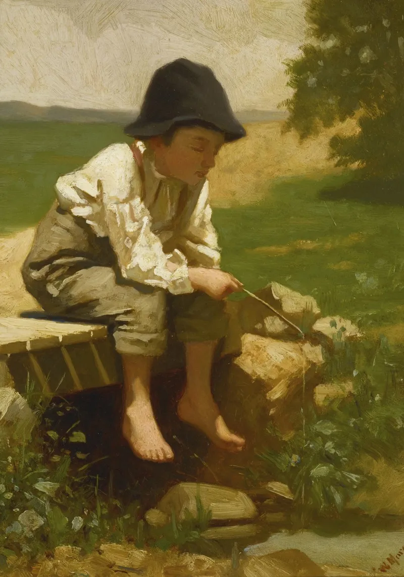 Little Boy Fishing Wall Art by William Penn Morgan - High-Resolution Digital Print