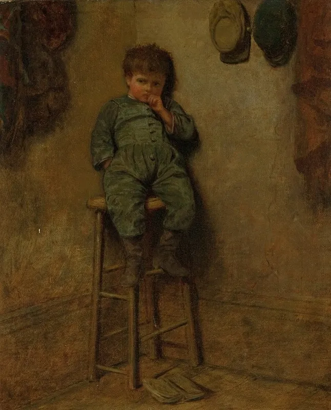 Little Boy On A Stool Wall Art by Eastman Johnson - High-Resolution Digital Print