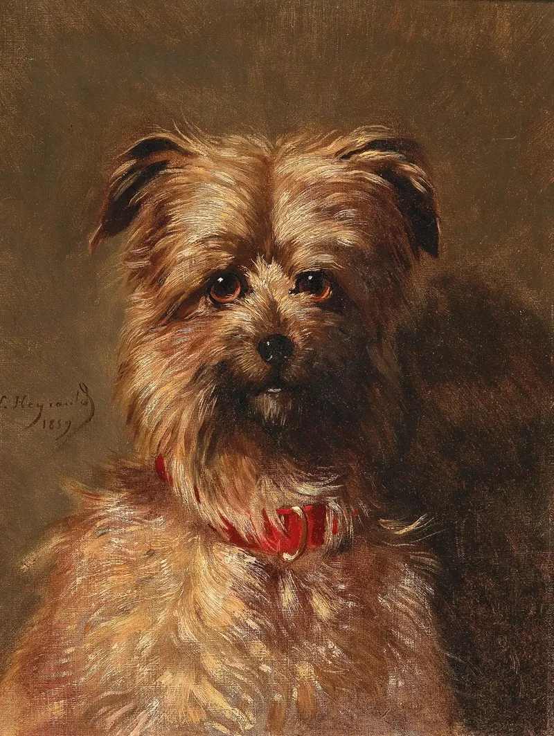Little Darling With Red Collar Wall Art by Louis Robert Heyrault - High-Resolution Digital Print