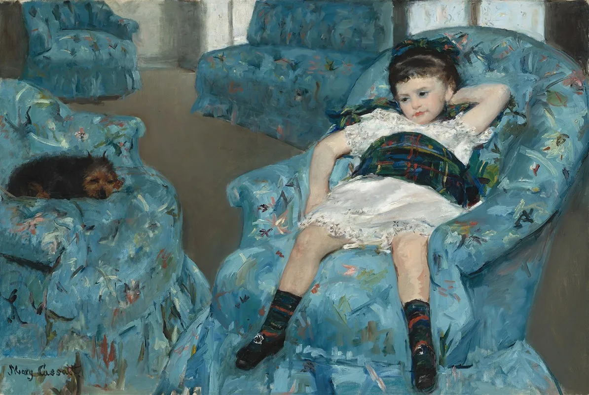 Little Girl In A Blue Armchair
