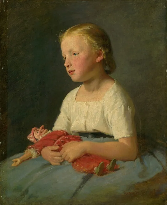 Little Girl With A Doll 2 Wall Art by Gyula Benczúr - High-Resolution Digital Print