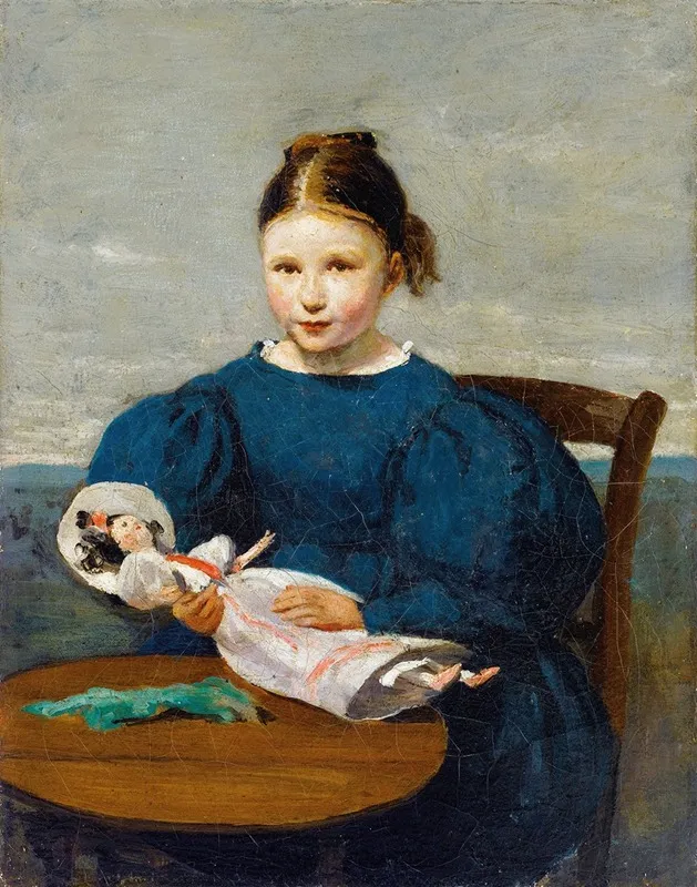 Little Girl With A Doll Wall Art by Jean-Baptiste-Camille Corot - High-Resolution Digital Print