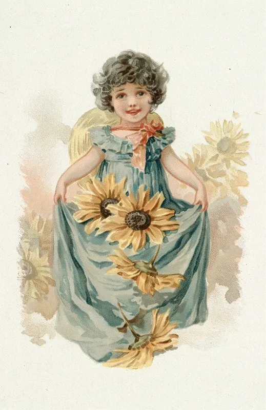 Little Girl With Sunflowers